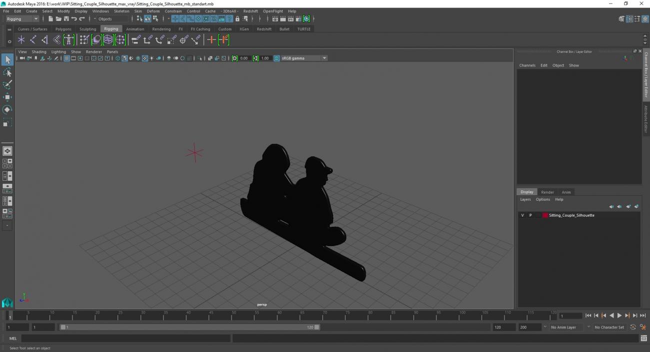 3D model Sitting Couple Silhouette