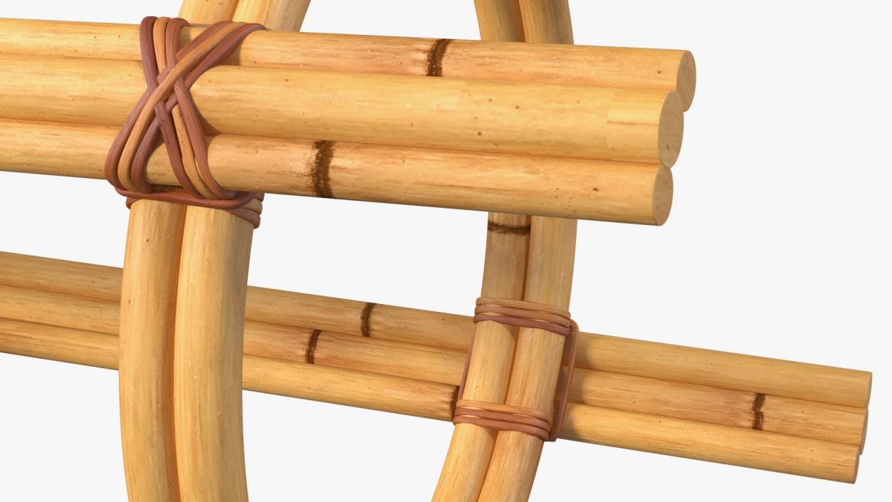 Bamboo Bar Stool Round High 3D