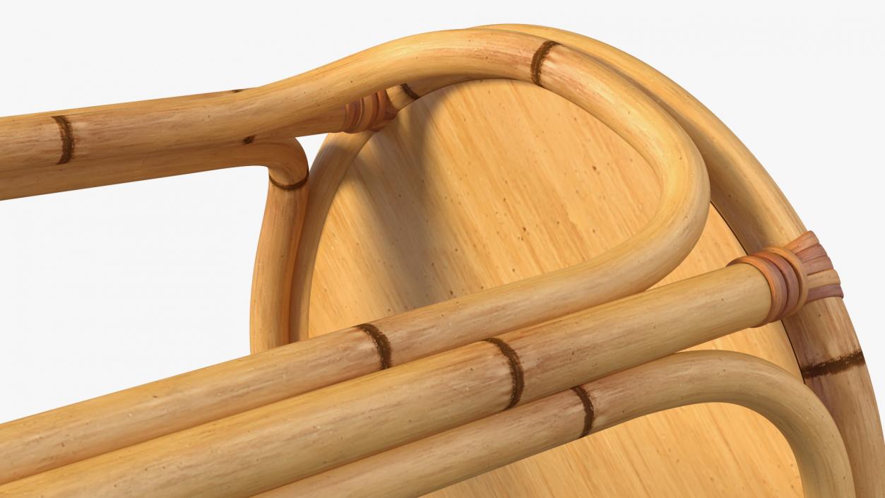 Bamboo Bar Stool Round High 3D