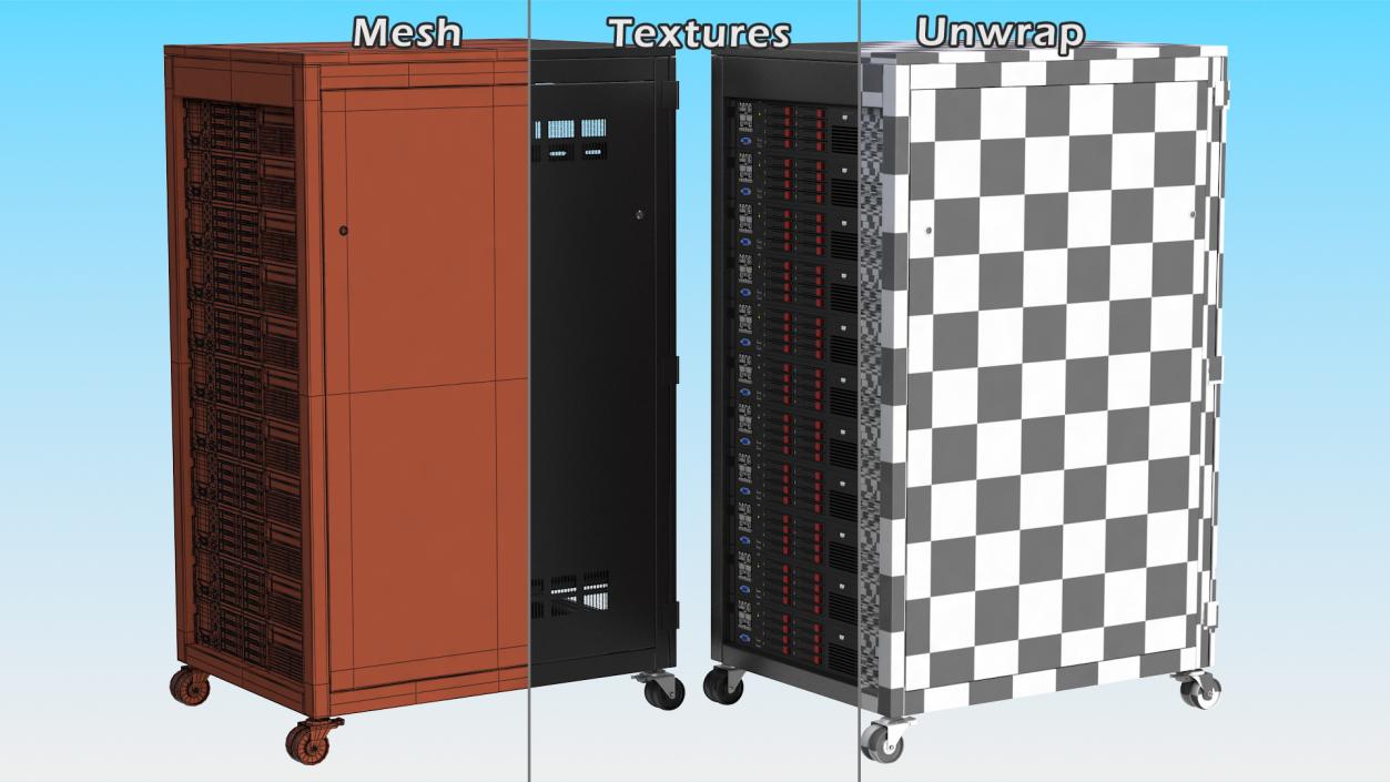 Floor Standing Full Server Rack Black 3D