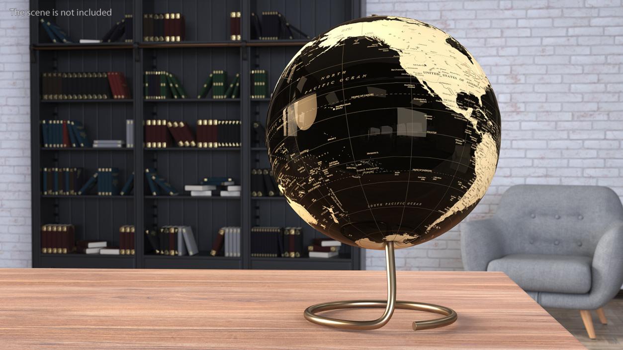 World Globe Metallic Bronze 3D