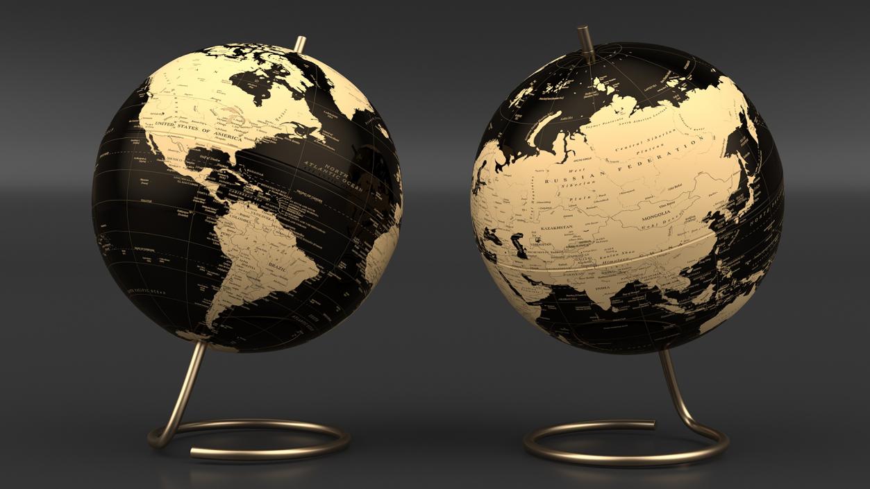 World Globe Metallic Bronze 3D