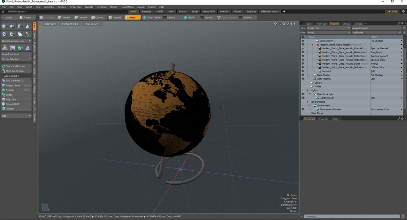 World Globe Metallic Bronze 3D