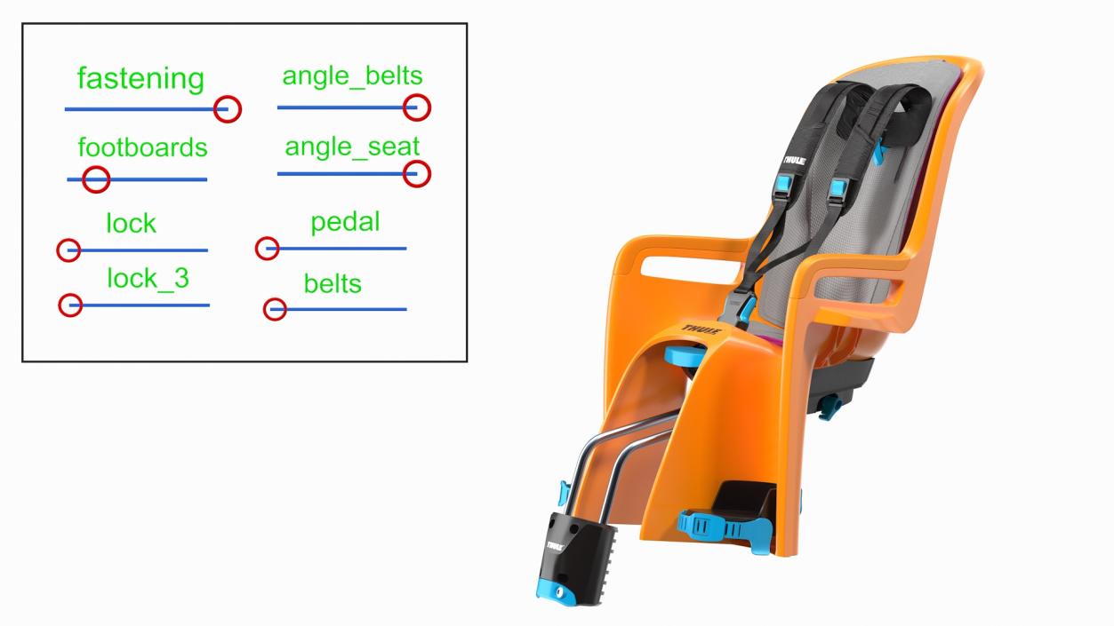 3D Thule RideAlong Child Bike Seat Rigged model