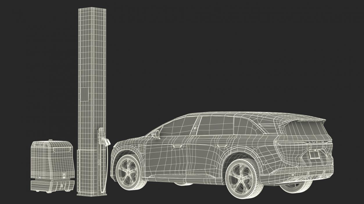 3D EVAR Parky Charging Robot with Car Lucid Gravity model