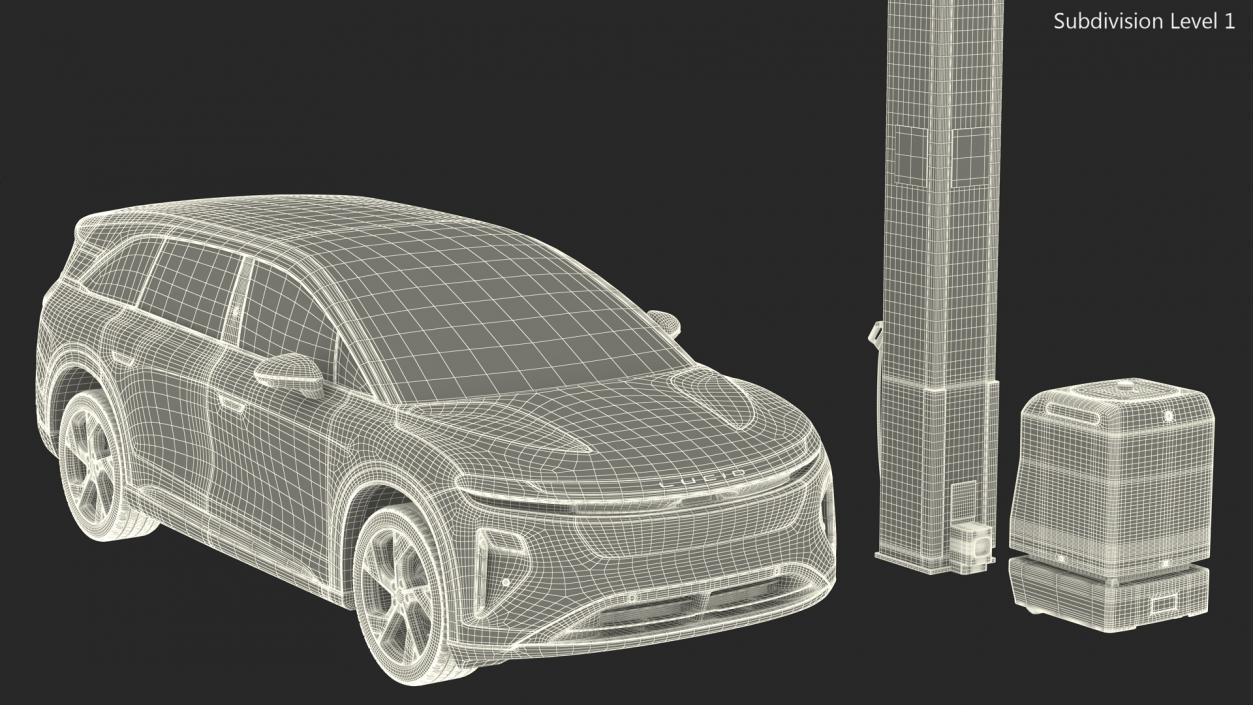 3D EVAR Parky Charging Robot with Car Lucid Gravity model