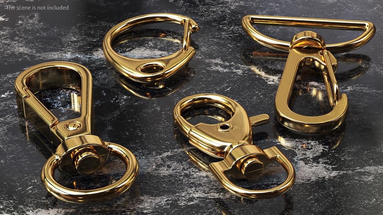 3D model Metal Claw Clasp Gold Set