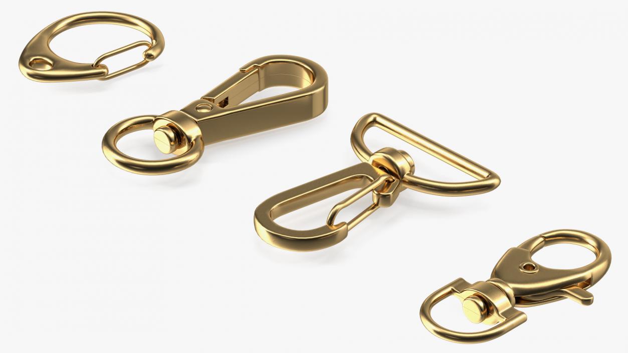 3D model Metal Claw Clasp Gold Set