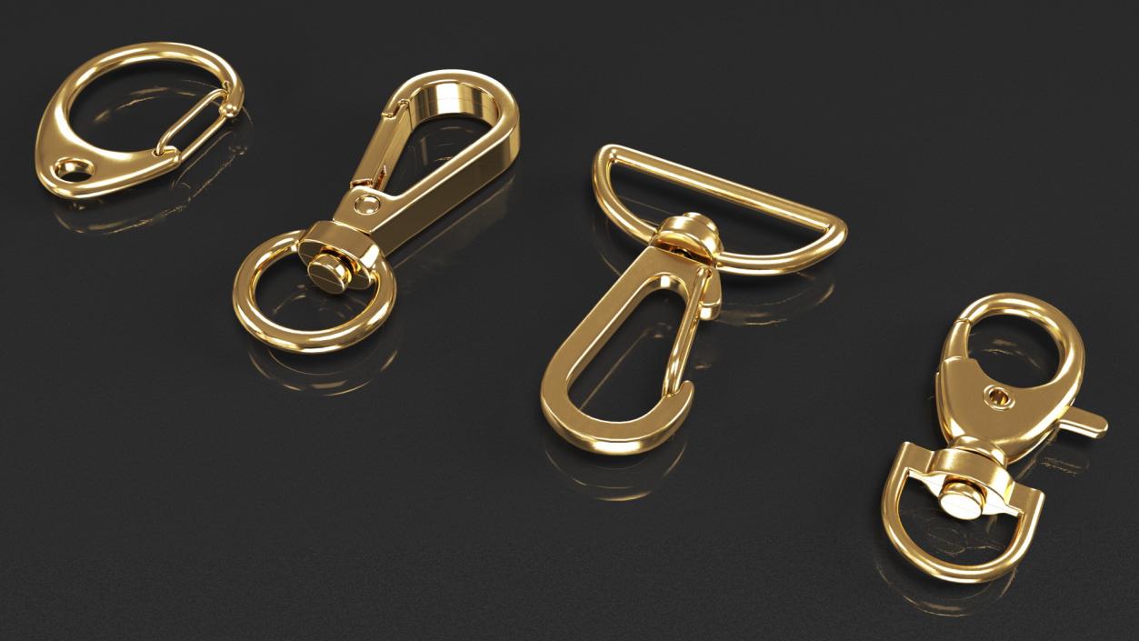 3D model Metal Claw Clasp Gold Set