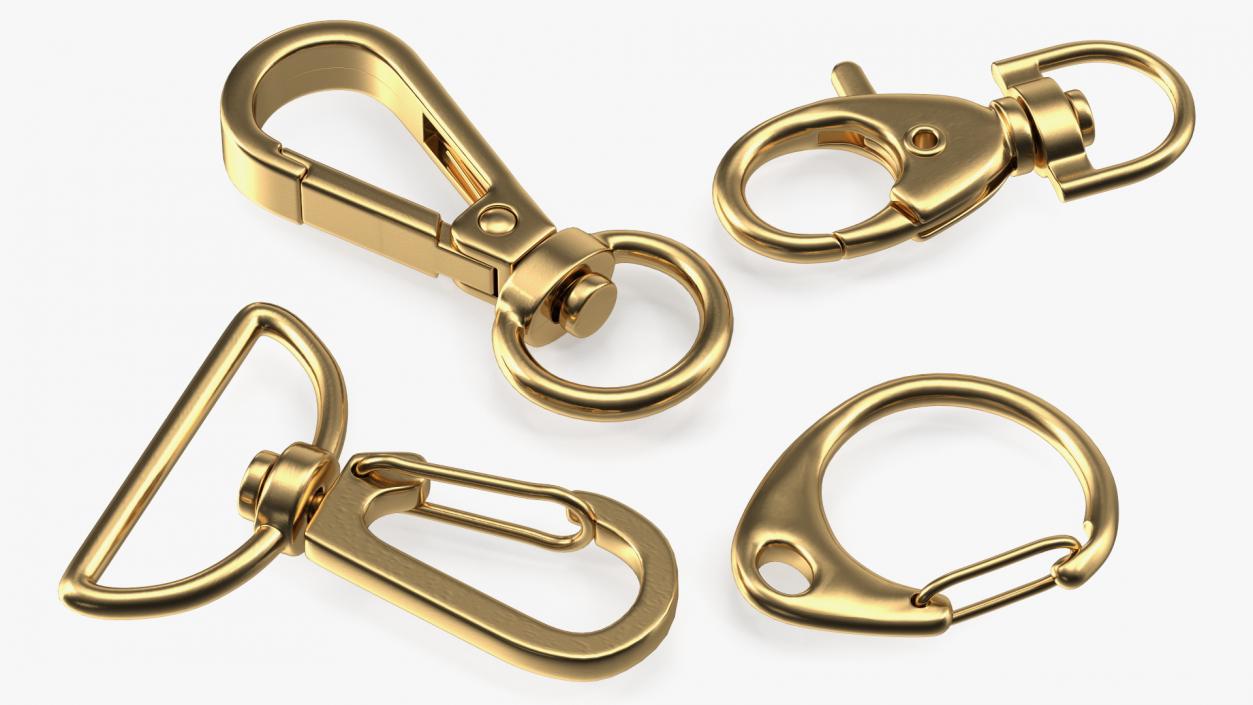 3D model Metal Claw Clasp Gold Set