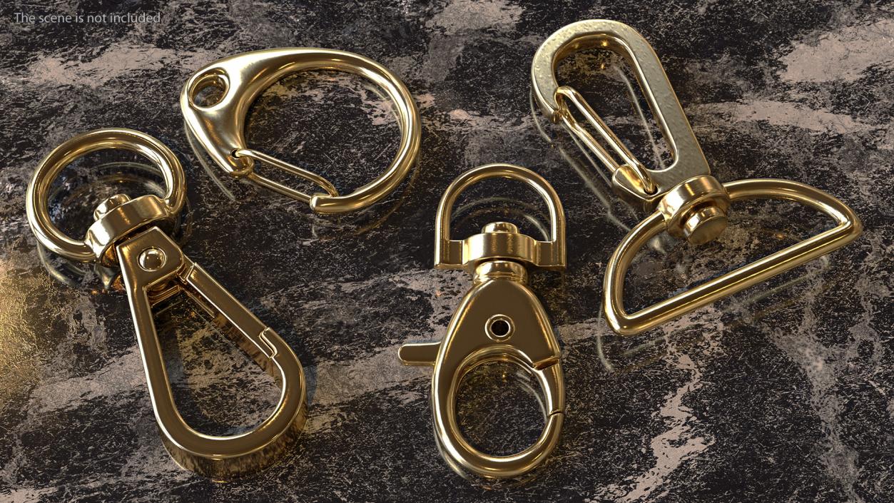 3D model Metal Claw Clasp Gold Set