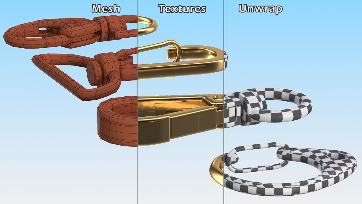 3D model Metal Claw Clasp Gold Set