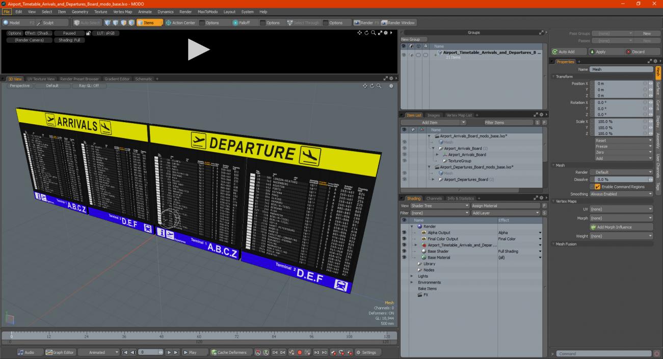 Airport Timetable Arrivals and Departures Board 3D