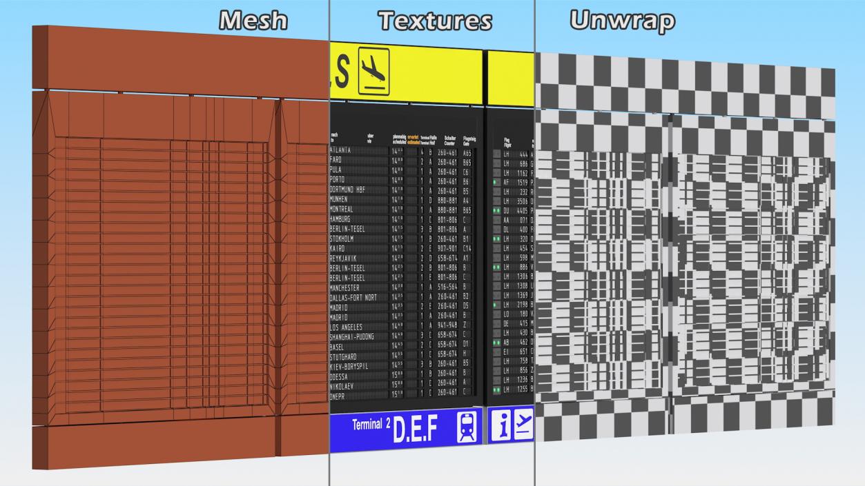 Airport Timetable Arrivals and Departures Board 3D