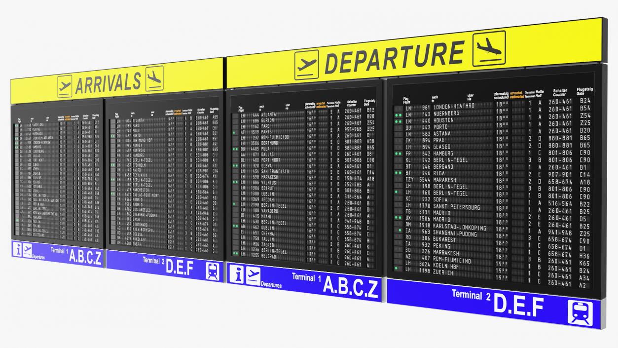 Airport Timetable Arrivals and Departures Board 3D