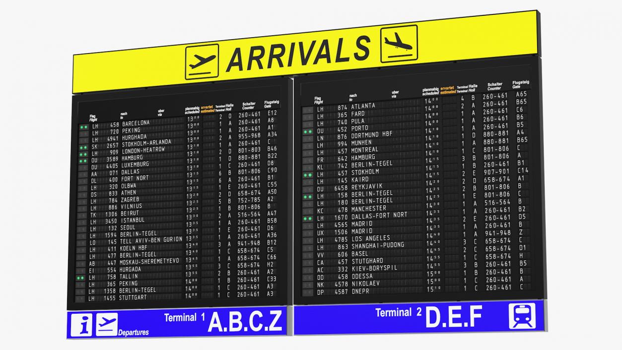 Airport Timetable Arrivals and Departures Board 3D