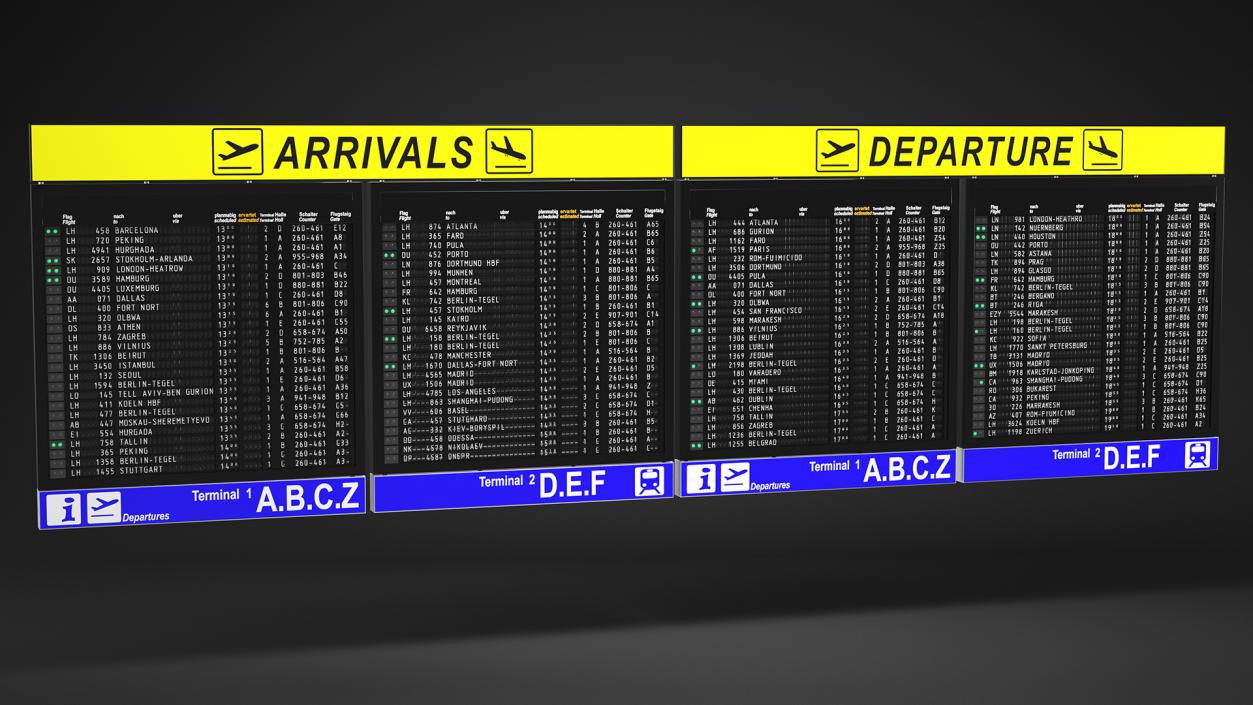 Airport Timetable Arrivals and Departures Board 3D