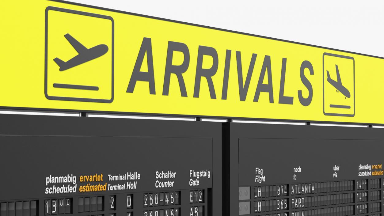 Airport Timetable Arrivals and Departures Board 3D