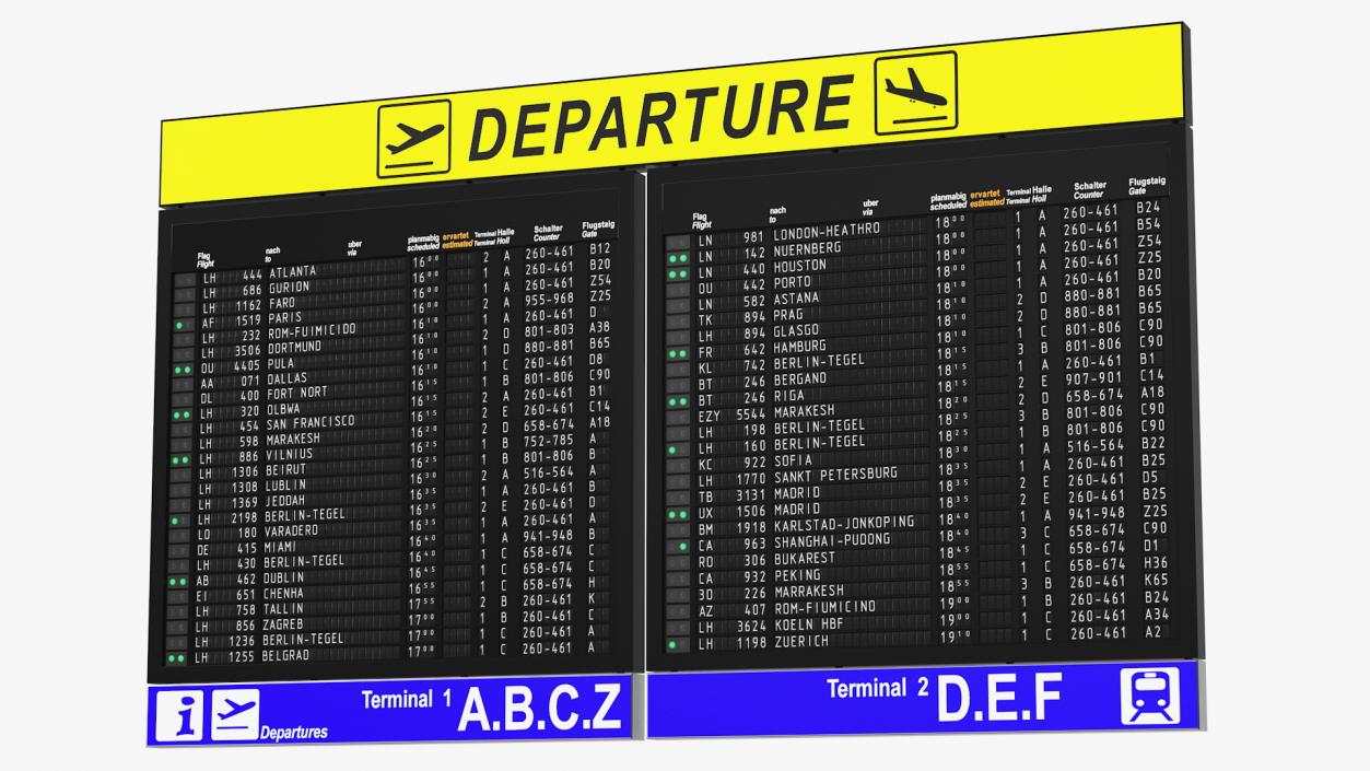 Airport Timetable Arrivals and Departures Board 3D