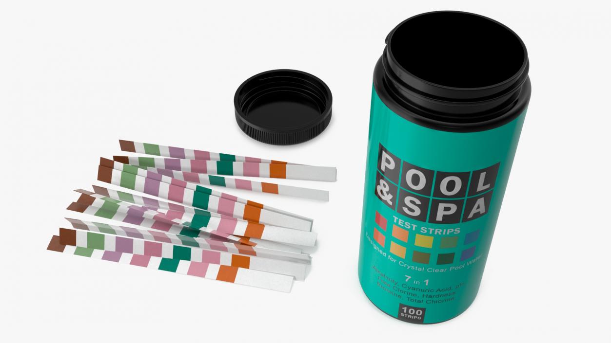 Water Softener Test Strips Jar Opened 3D