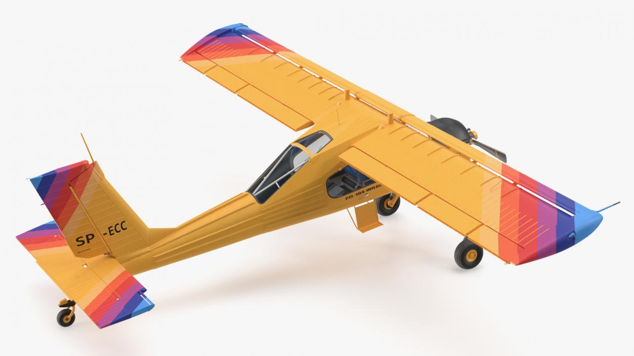 Airplane PZL 104 Wilga Yellow 3D model