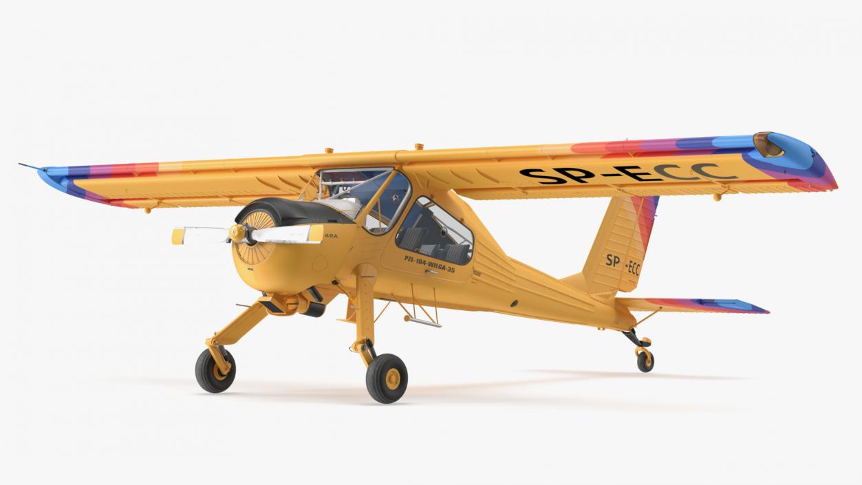 Airplane PZL 104 Wilga Yellow 3D model