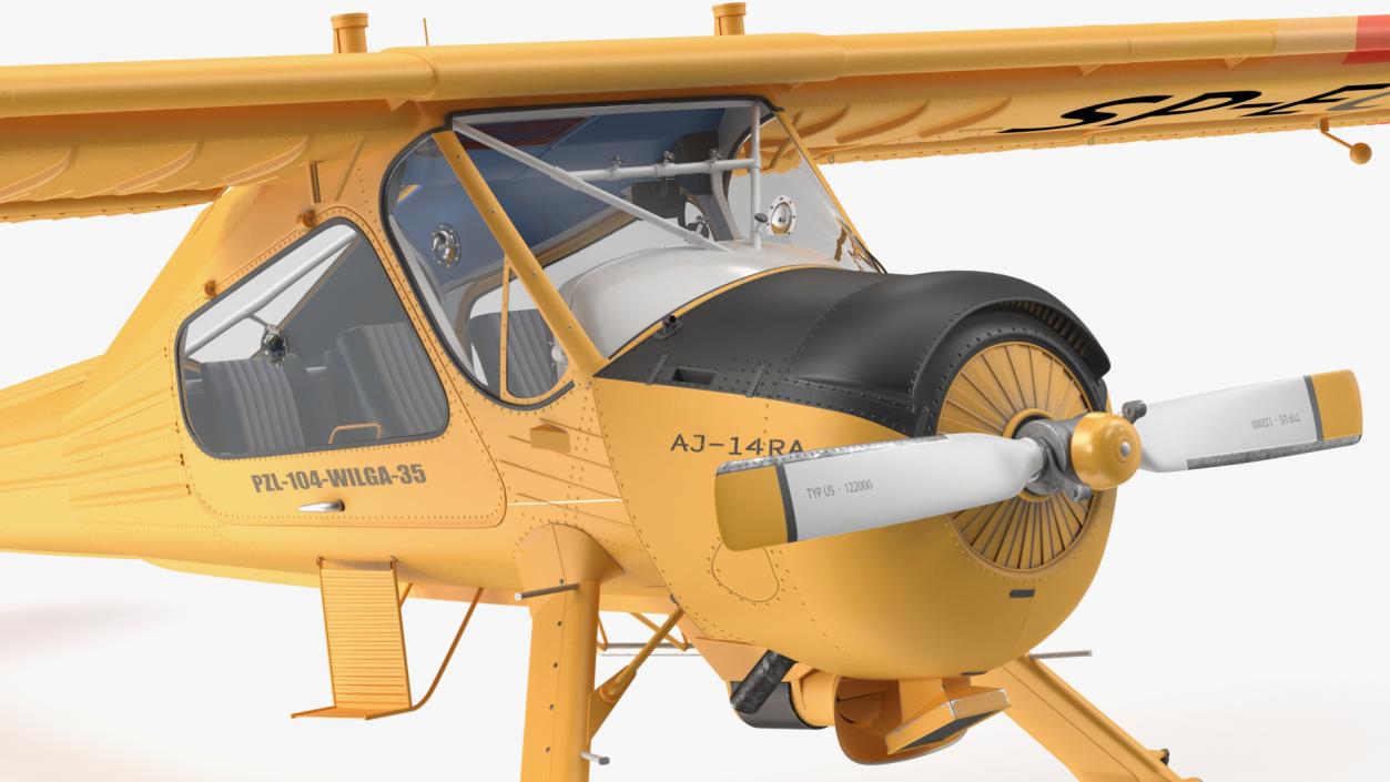 Airplane PZL 104 Wilga Yellow 3D model