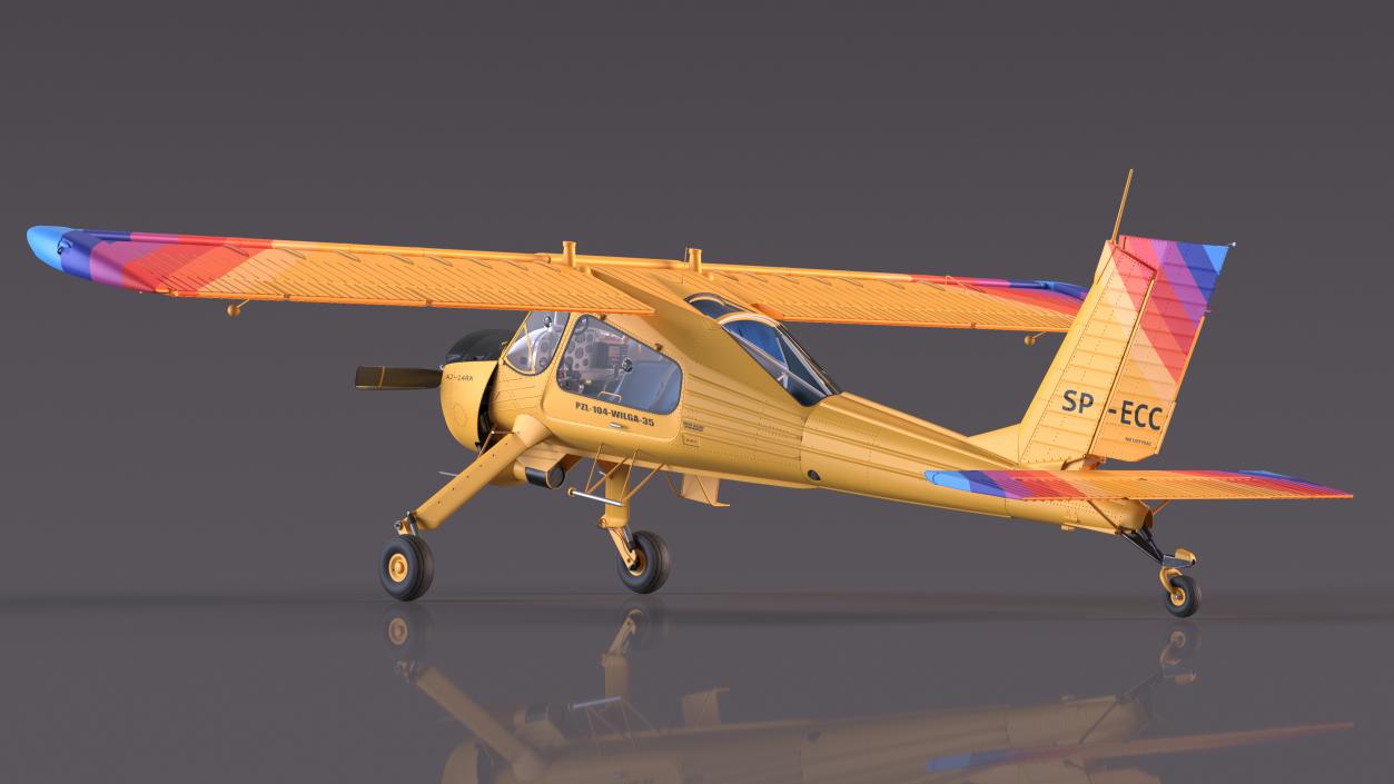 Airplane PZL 104 Wilga Yellow 3D model