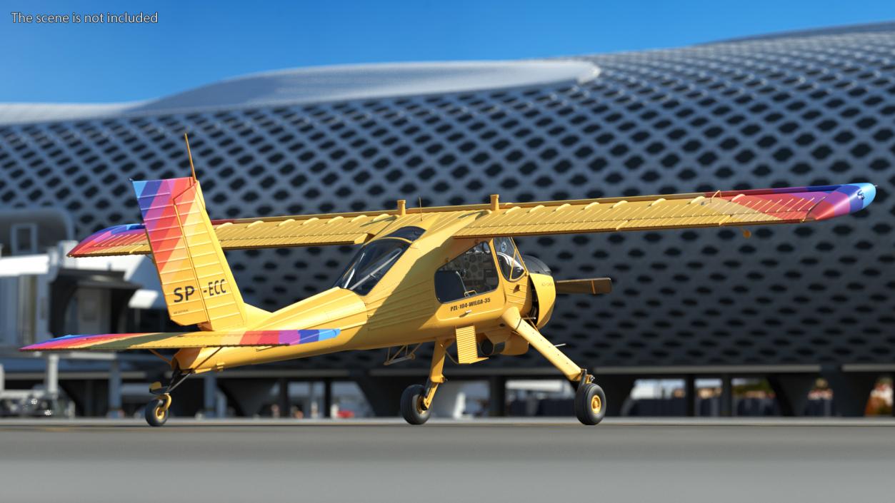 Airplane PZL 104 Wilga Yellow 3D model