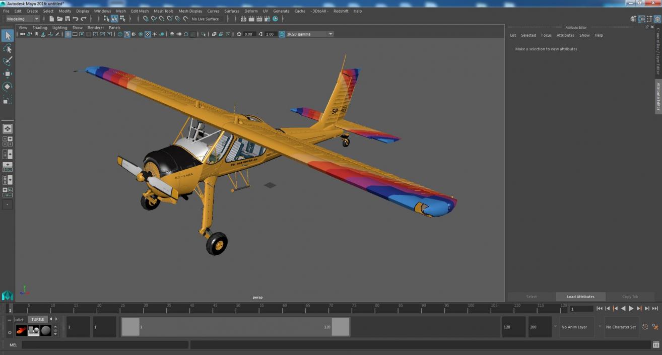 Airplane PZL 104 Wilga Yellow 3D model