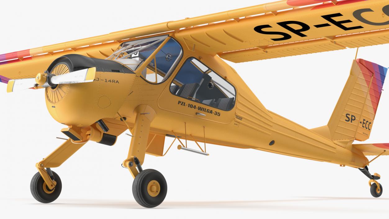 Airplane PZL 104 Wilga Yellow 3D model