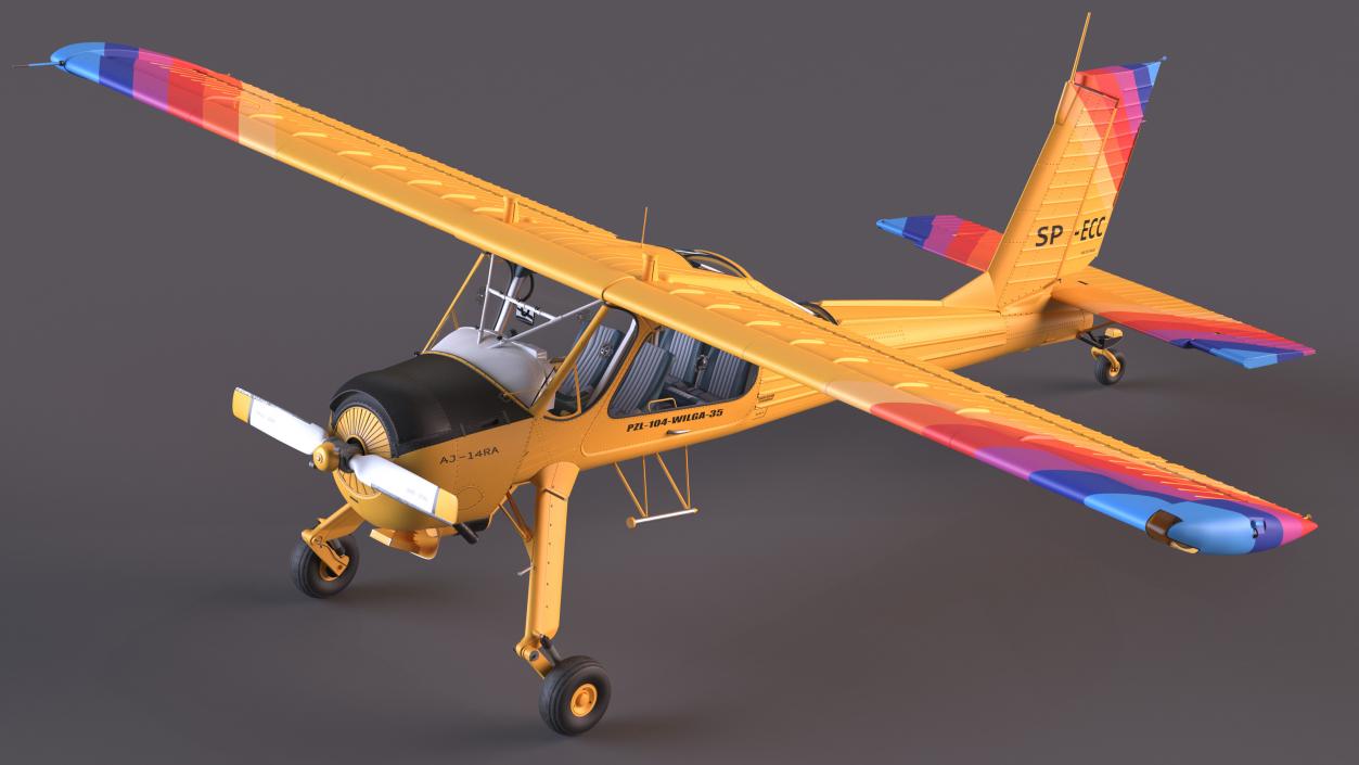 Airplane PZL 104 Wilga Yellow 3D model