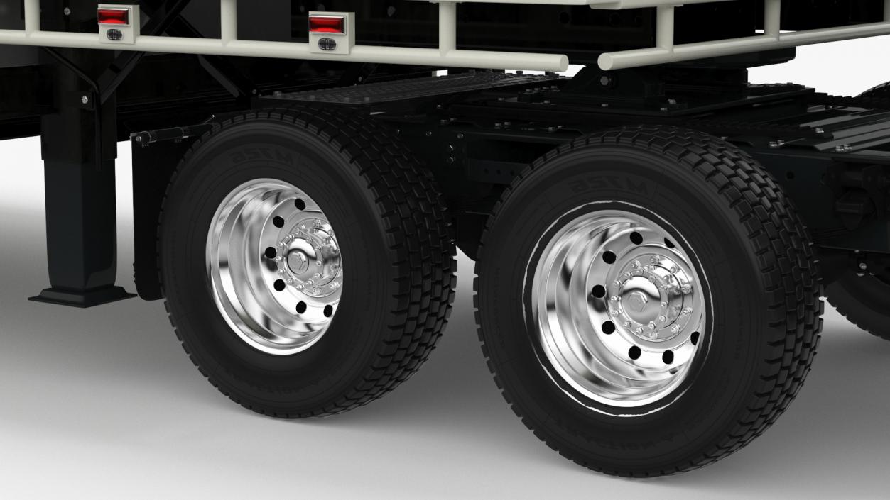 3D Semi Truck with Flatbed Trailer 2 model