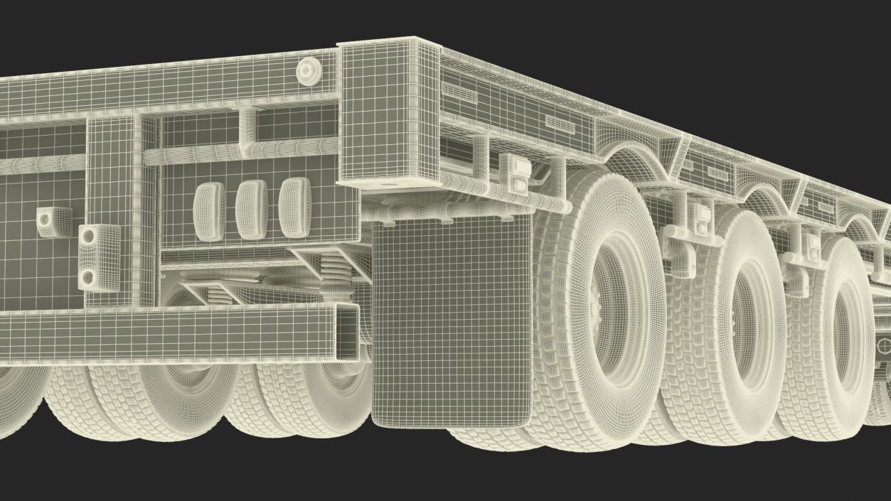 3D Semi Truck with Flatbed Trailer 2 model