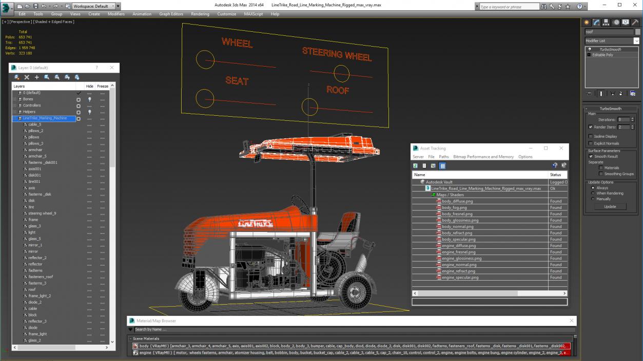 LineTrike Road Line Marking Machine Rigged 3D