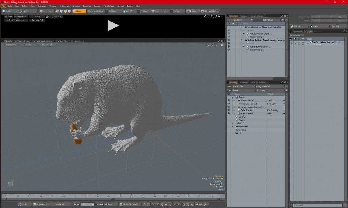 3D model Nutria Eating Carrot