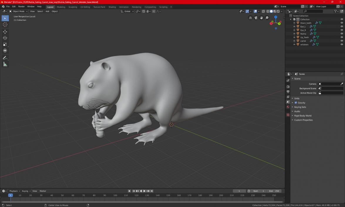 3D model Nutria Eating Carrot