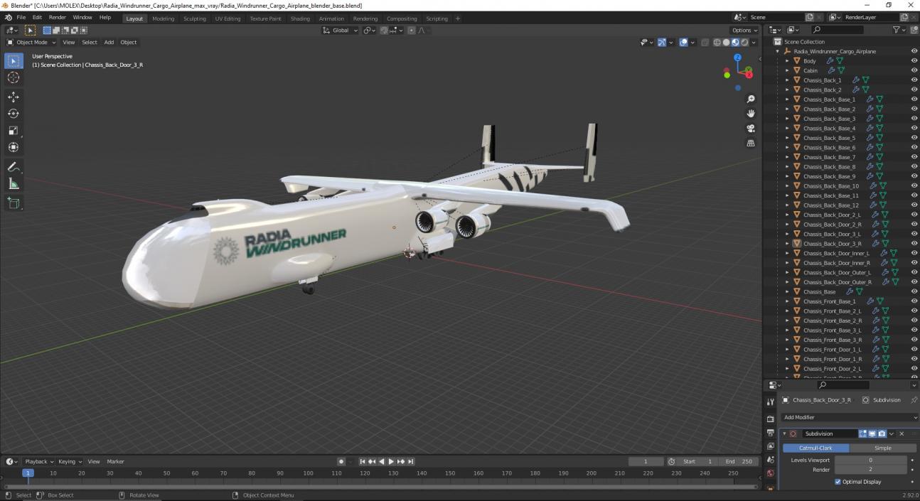 3D Radia Windrunner Cargo Airplane