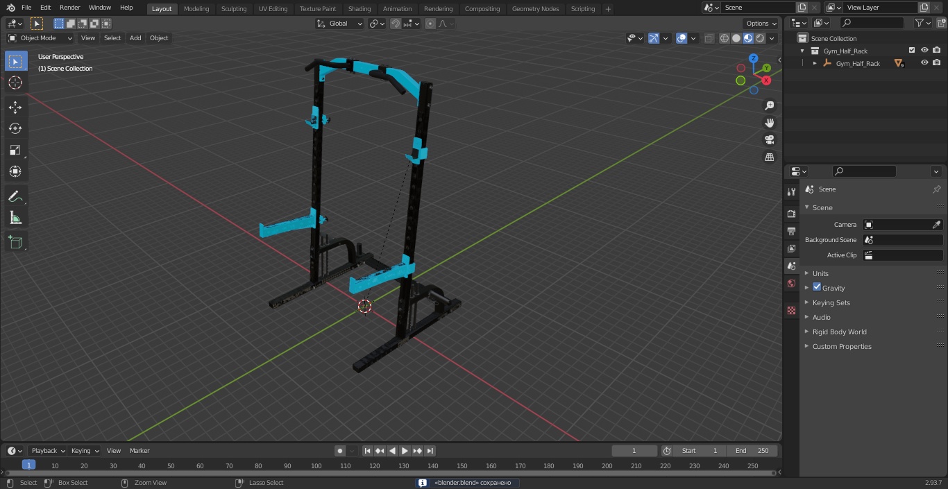 3D Gym Half Rack model