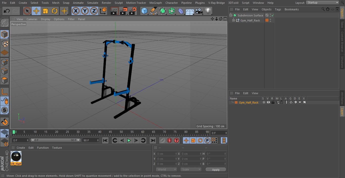 3D Gym Half Rack model