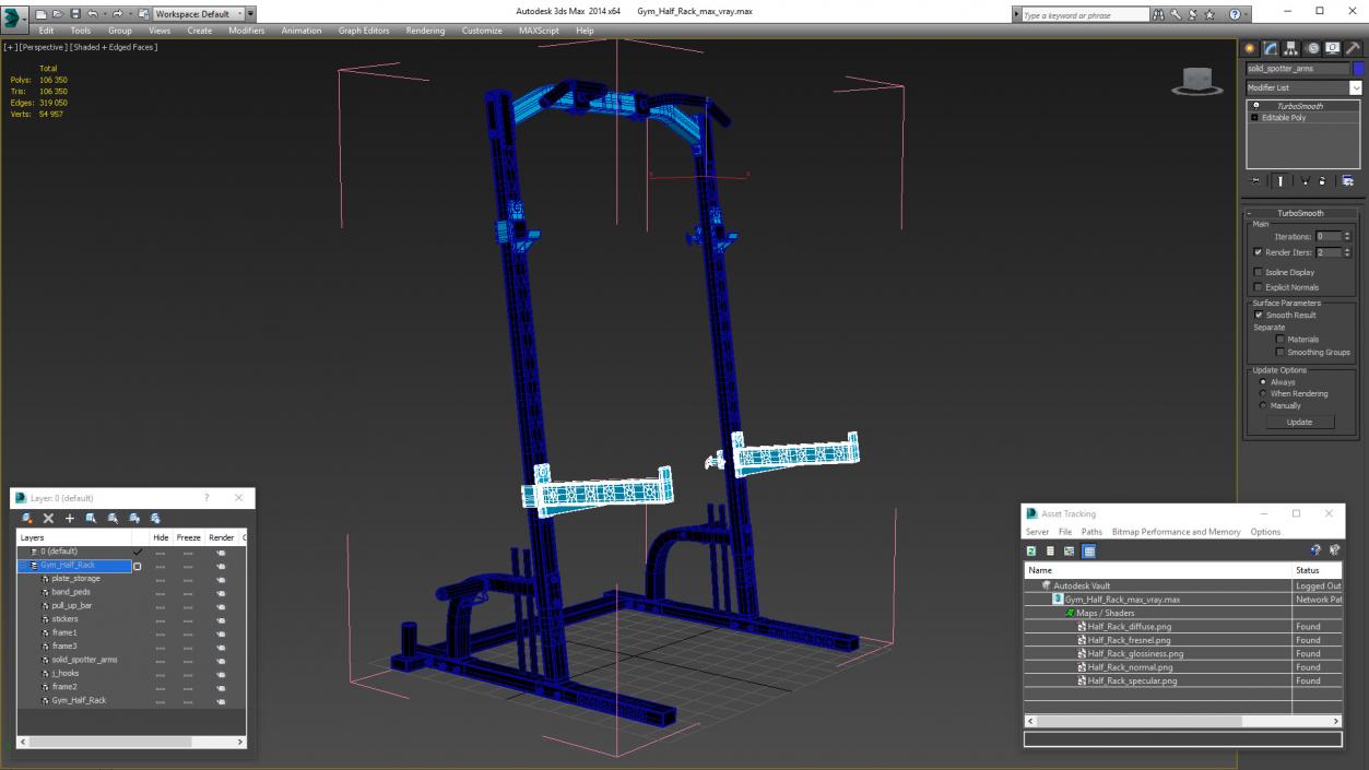 3D Gym Half Rack model