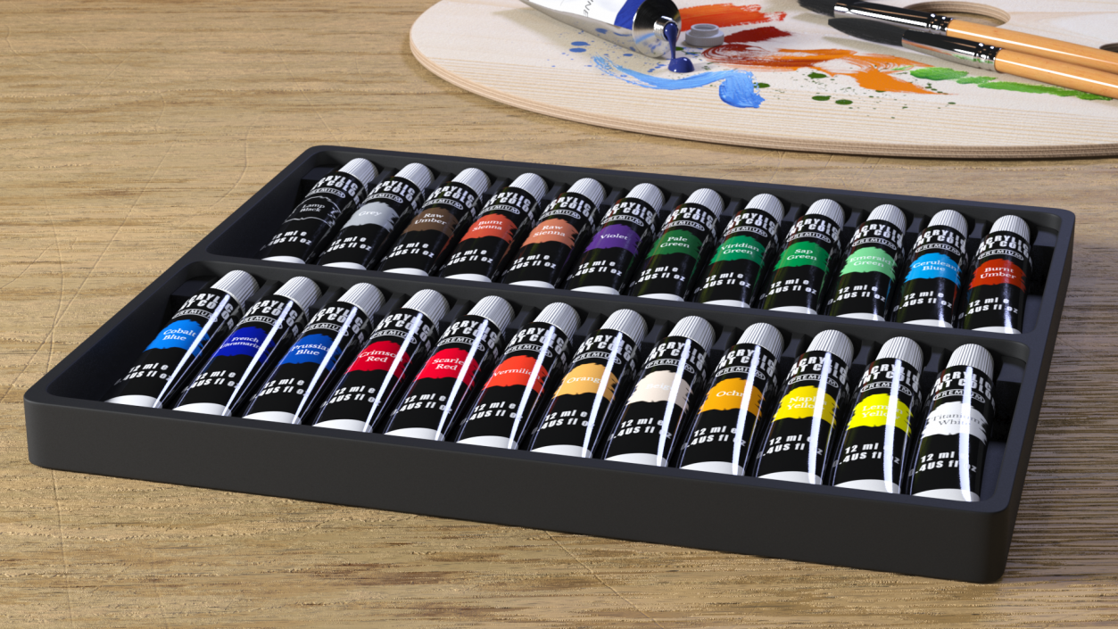 3D model Acrylic Paints in Tubes Emooqi