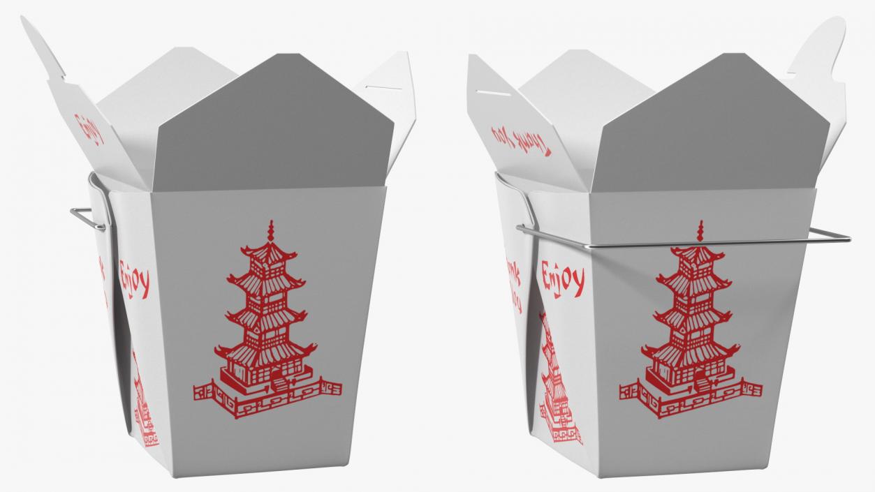 3D Chinese Restaurant Opened Takeout Box 32 Oz model