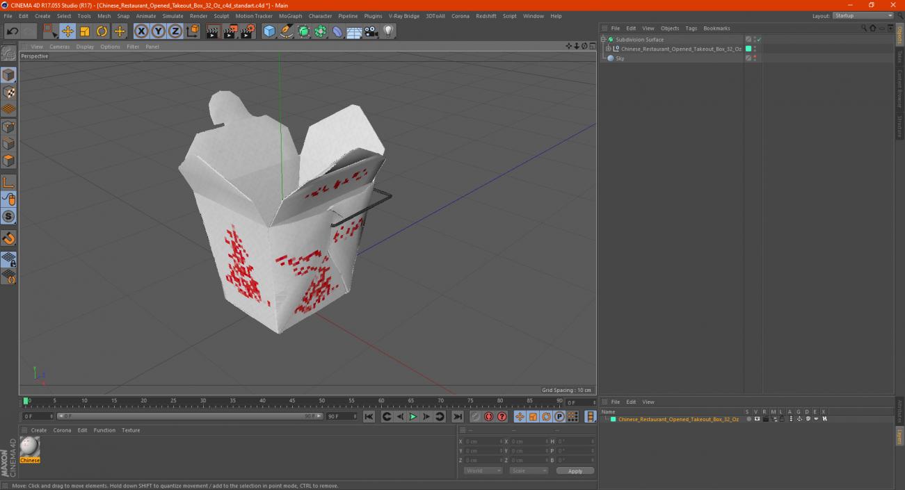 3D Chinese Restaurant Opened Takeout Box 32 Oz model