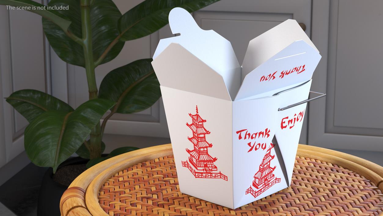 3D Chinese Restaurant Opened Takeout Box 32 Oz model