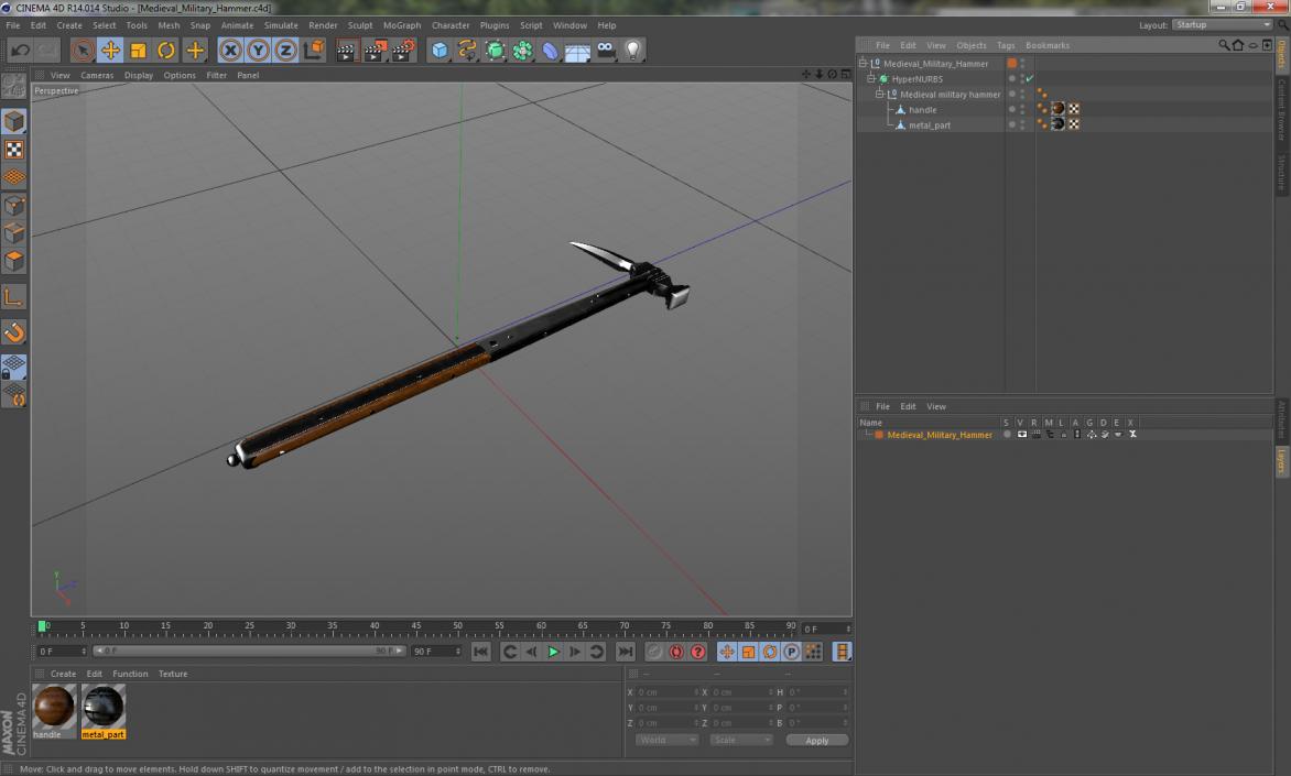 Medieval Military Hammer 3D model