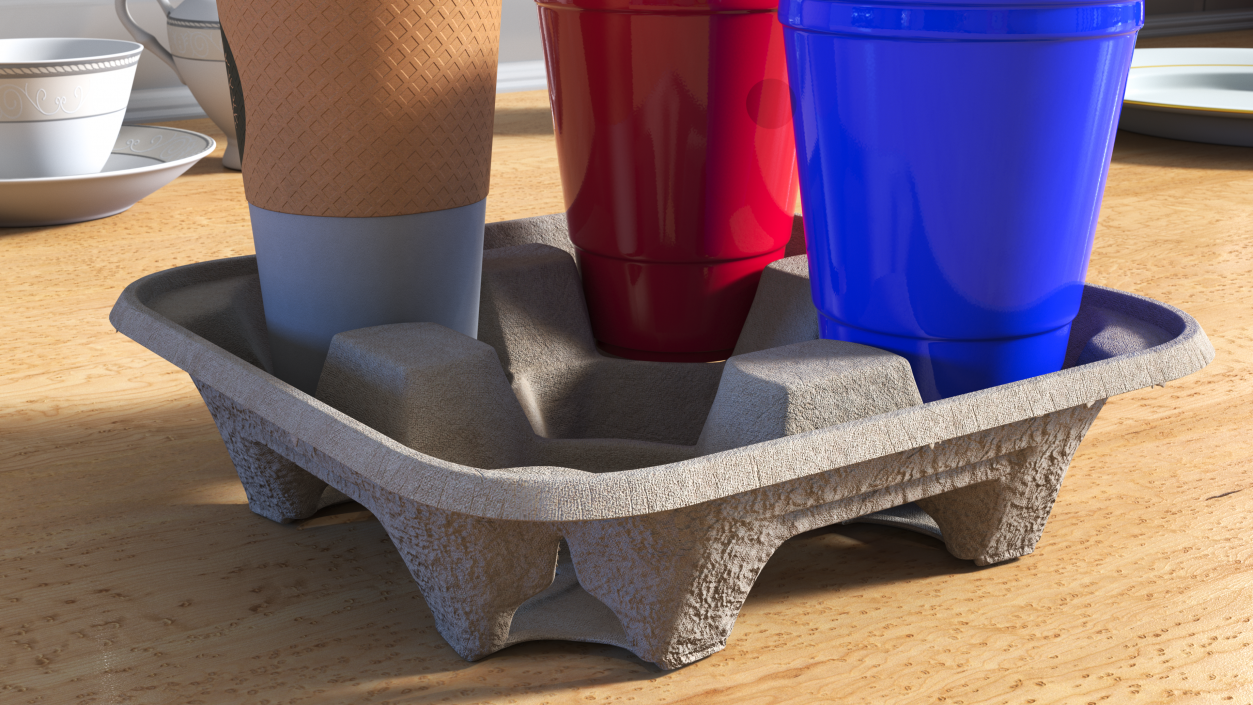 3D model Cardboard Four Cup Holder