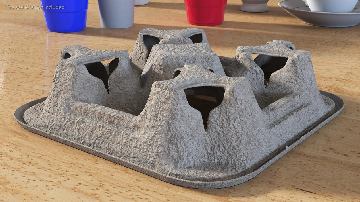 3D model Cardboard Four Cup Holder