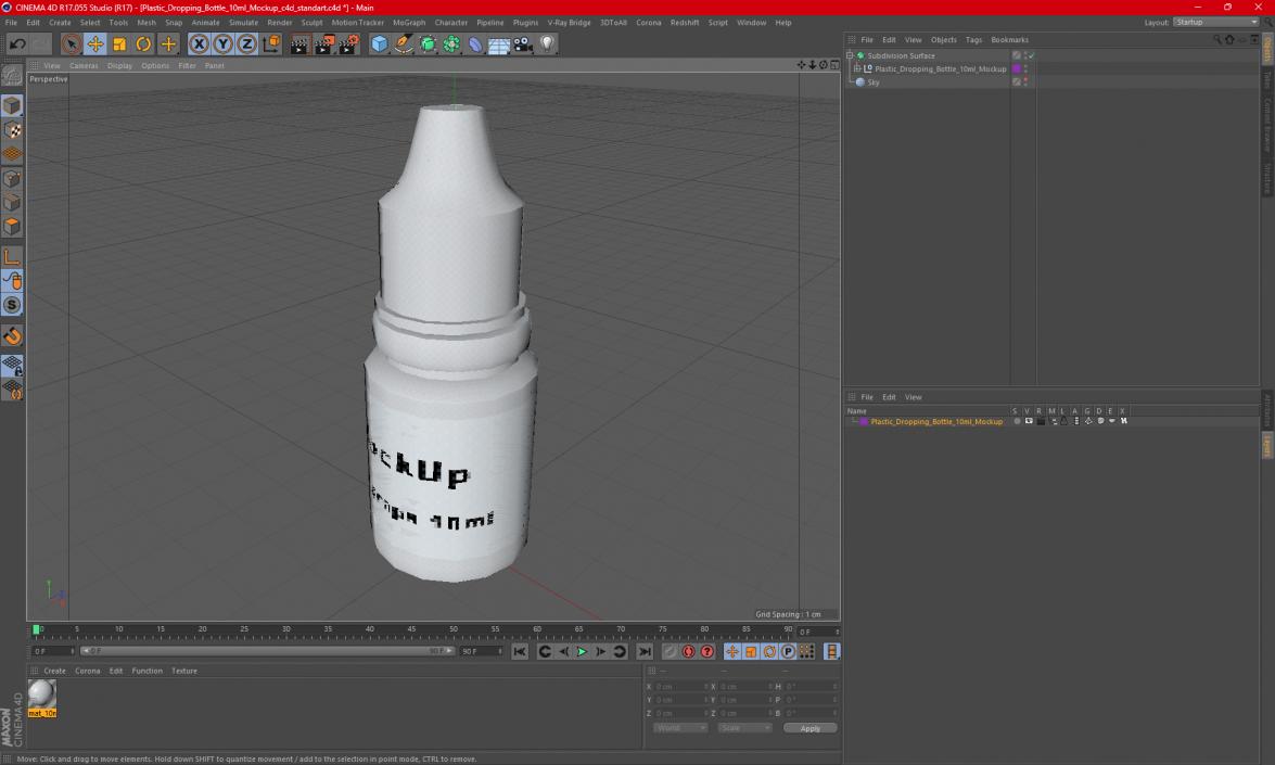 3D model Plastic Dropping Bottle 10ml Mockup