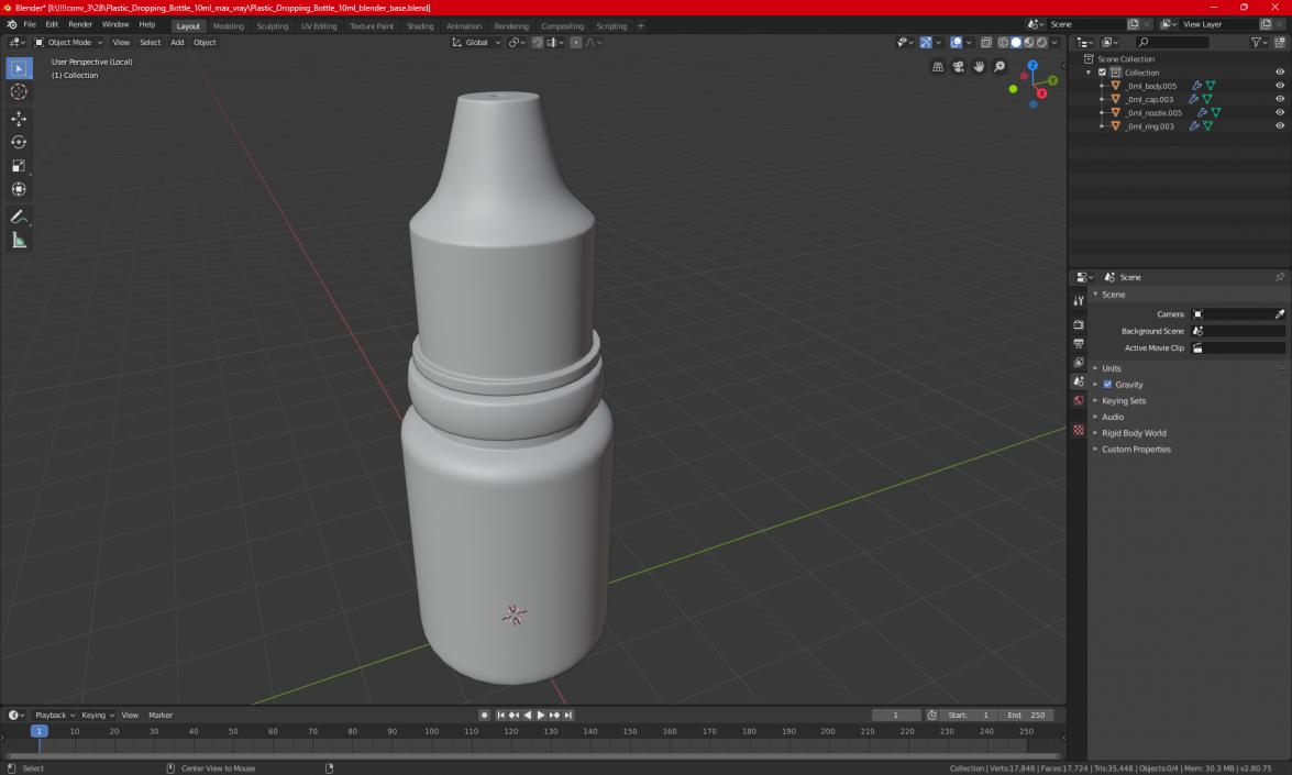 3D model Plastic Dropping Bottle 10ml Mockup